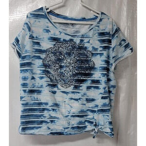 Ruff Hewn Womens T Shirt XL cap sleeve Blue tie dye